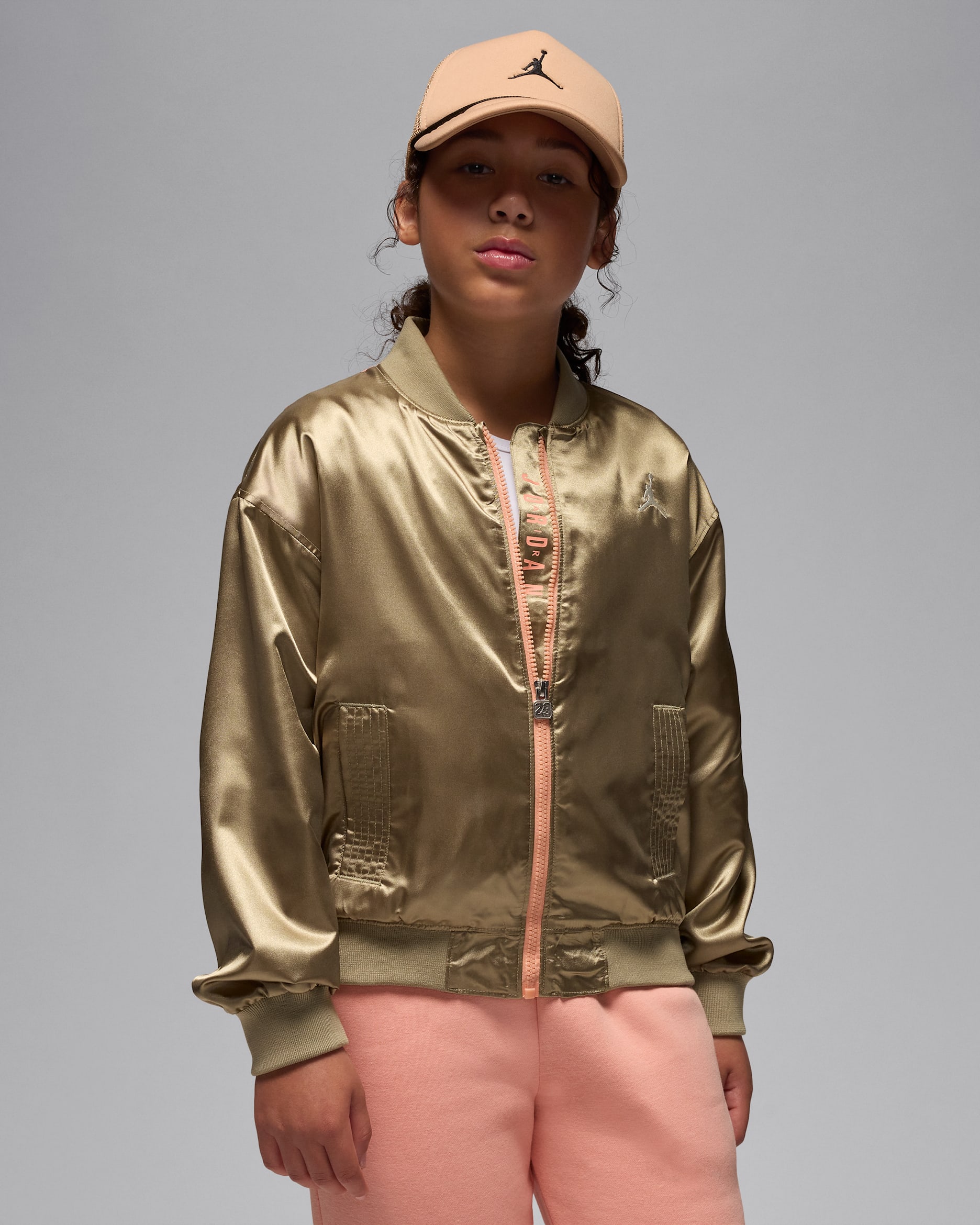 Jordan Older Kids' Colour-Blocked Satin Bomber. Nike LU